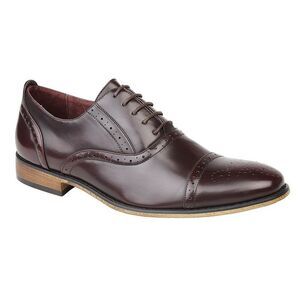 Goor Childrens Boys Capped Lace Oxford Brogue Shoes / Oxblood